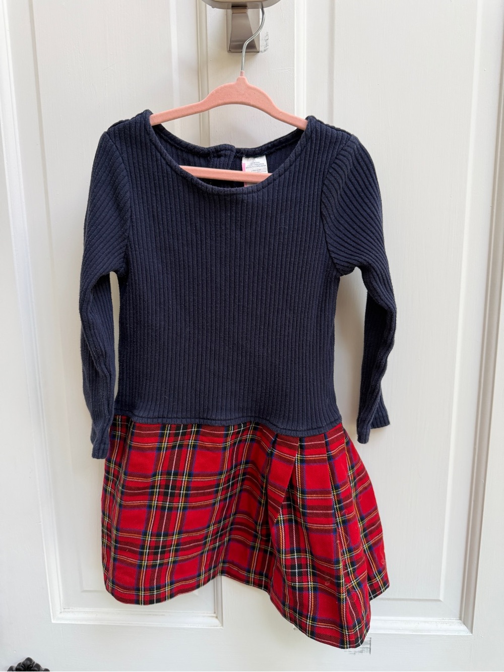 Little Sleepies Girls 4 Blue Red Plaid Skirt Back to School Long Sleeve Dress